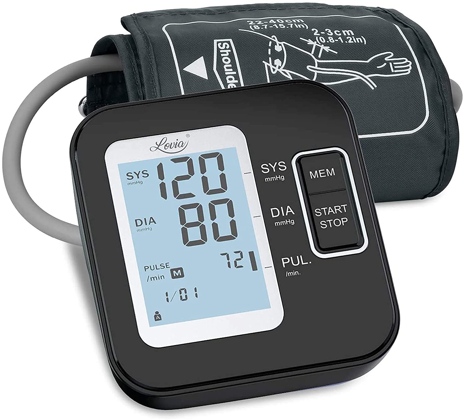 Tensiómetro de Brazo Digital - Tensiometro de Brazo Automatico LCD, Brazalete Grande de 22-42 cm, Detección de Frecuencia Cardíaca...